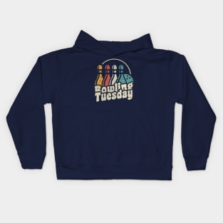 Bowling Tuesday Vintage and Distressed Retro Colors Kids Hoodie